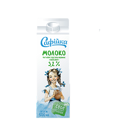 Молоко питьевое пастеризованное  "Вкусное"  3,2% в пюр-паке с крышкой